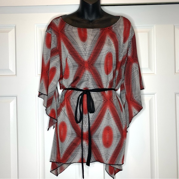caran Tops - Vintage Caran blouse split bell sleeves and belt, plus size 2x /3x